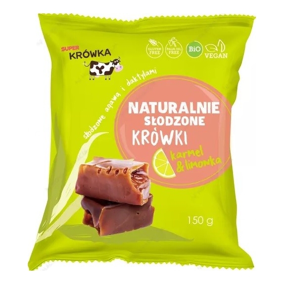 Krówki słodzone Agawą & Daktylem z limonką BIO 150g Super Krówka cena €2,97