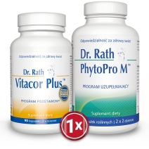 Pakiet synergistyczny Dr Rath Vitacor Plus 90 vege kapsułek  + Dr Rath PhytoPro M 120 kapsułek