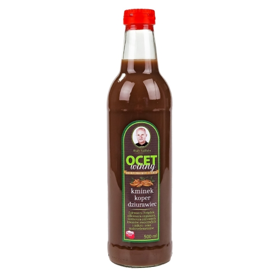 Ocet winny jabłkowo kminkowy z koperem, dziurawcem i orzechem włoskim 500 ml Biały Saibaba  cena 55,00zł
