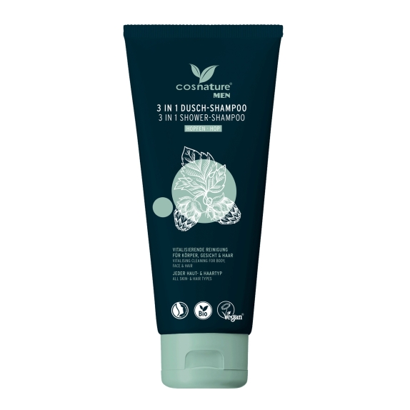 Cosnature szampon i żel do mycia twarzy i ciała 3w1 dla mężczyzn wyciąg z szyszki chmielu ECO 200 ml cena 16,15zł