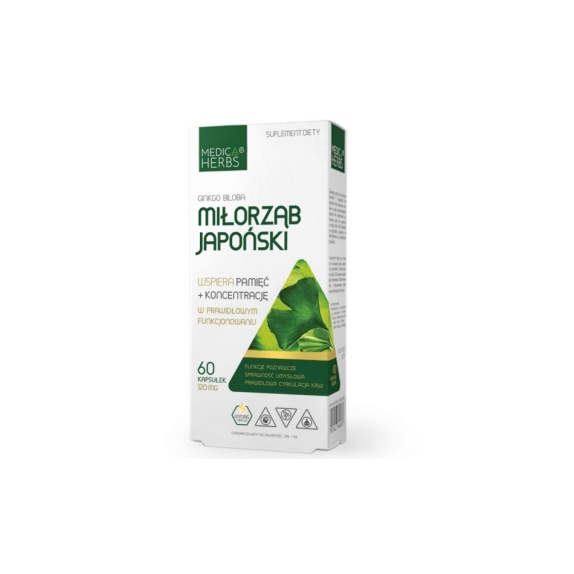 Medica Herbs Miłorząb Japoński 120 mg 60 kapsułek cena 4,83$