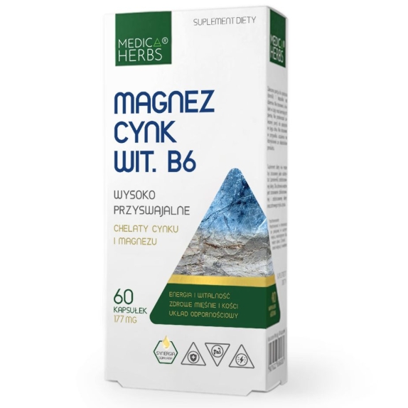 Medica Herbs Magnez Cynk Wit. B6 60kapsułek  cena 21,90zł