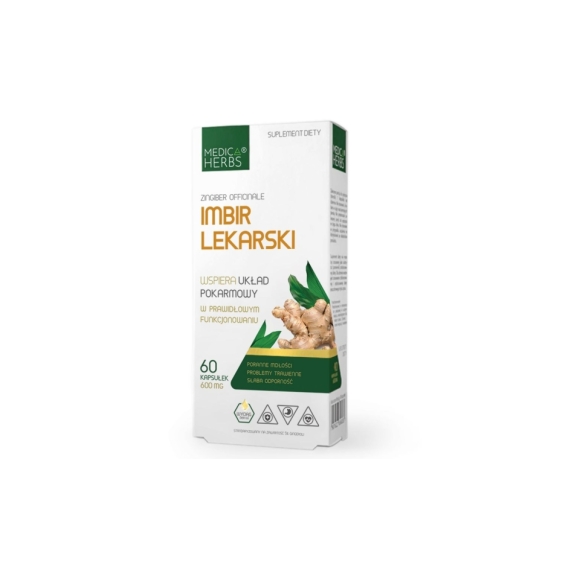 Medica Herbs Imbir Lekarski 600 mg 60 kapsułek cena 21,95zł