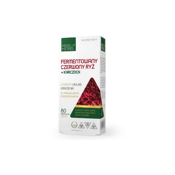 Medica Herbs Fermentowany Czerwony Ryż + Karczoch 310 mg 80 kapsułek cena 7,01$