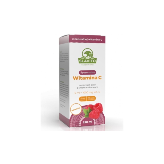 Witamina C Liposomalna smak malinowy 250 ml Slavito data 02.07.2024 cena 31,86$