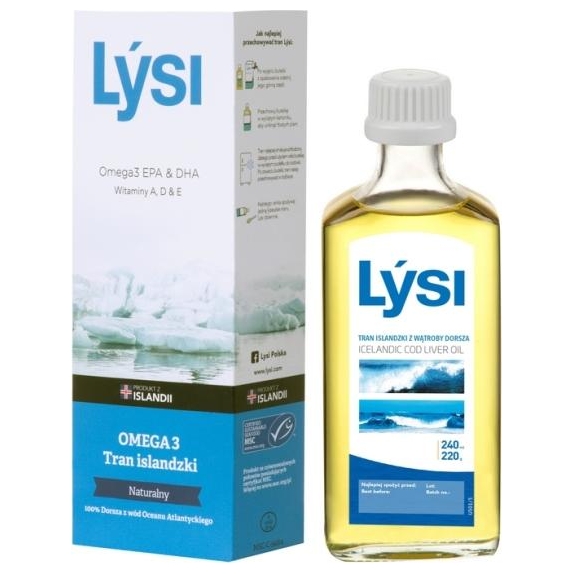 Lysi tran islandzki naturalny 240 ml cena 10,50$