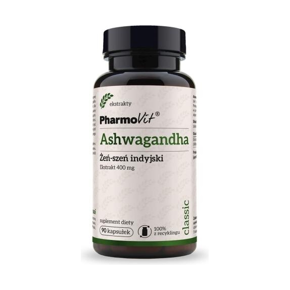 Pharmovit Ashwagandha żeń-szeń indyjski ekstrakt 4:1 400 mg 90kapsułek   cena 33,15zł