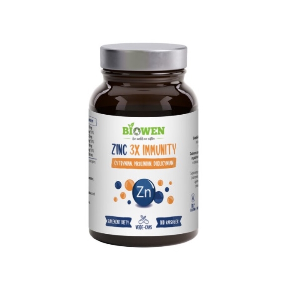 Biowen Zinc 3X Immunity 100 kapsułek cena 10,47$