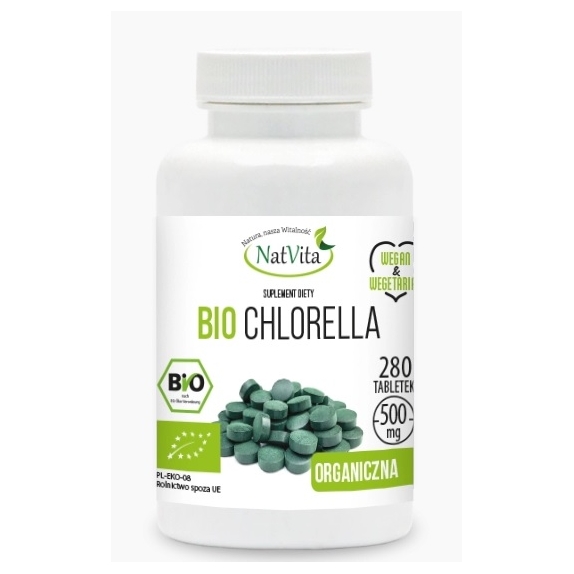 Chlorella (algi) 500 mg 280 tabletek BIO Natvita cena €10,62