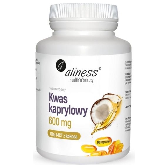 Aliness Kwas kaprylowy 600 mg 90 kapsułek cena 39,90zł