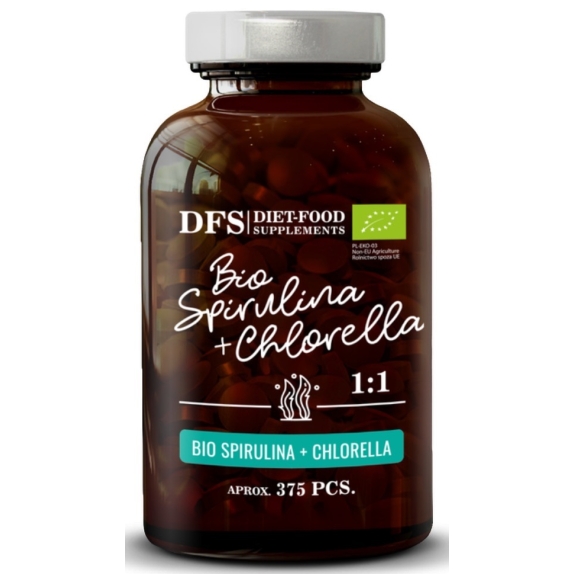 Diet Food Chlorella + Spirulina BIO 375 tabletek cena 13,12$