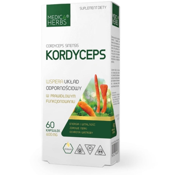 Medica Herbs Kordyceps (Cordyceps sinensis) 600mg 60kapsułek PROMOCJA! cena 5,39$