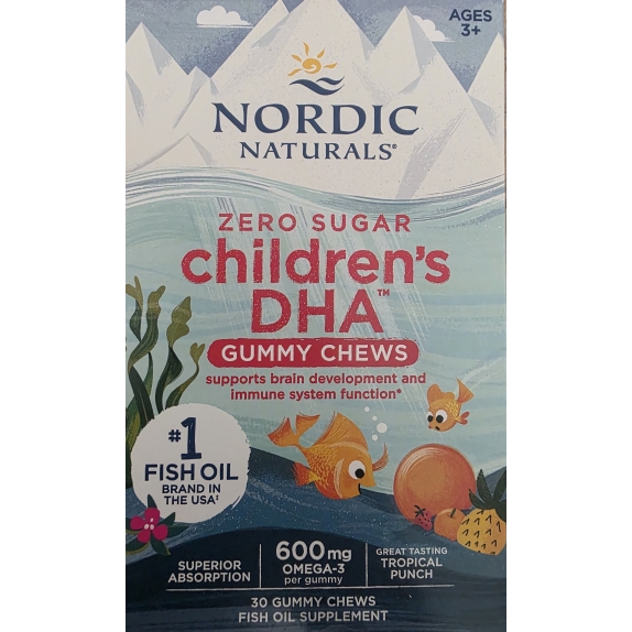 Nordic Naturals Children's DHA Gummies 600mg (Kwasy omega-3 + DHA + EPA OWOCE TROPIKALNE) 30sztuk cena 85,90zł