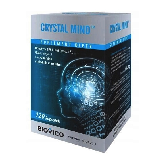 Crystal Mind kwasy Omega 3 EPA Omega 6 DHA witaminy i minerały 120kapsułek Biovico cena €30,32