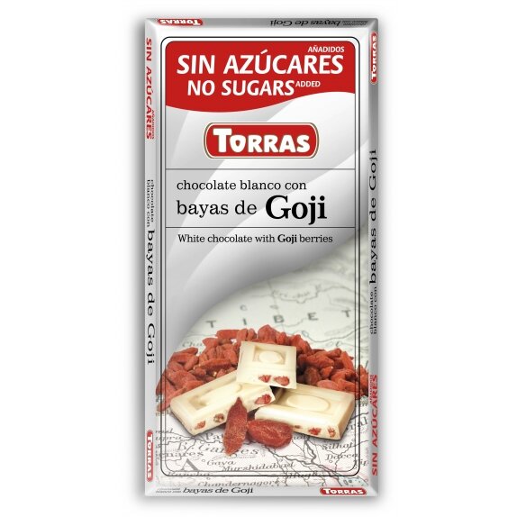 Czekolada biała z jagodami goji bez cukru 75 g Torras cena 7,85zł