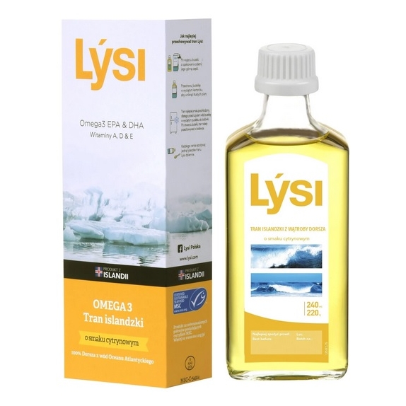Lysi tran islandzki cytrynowy 240ml cena €9,23