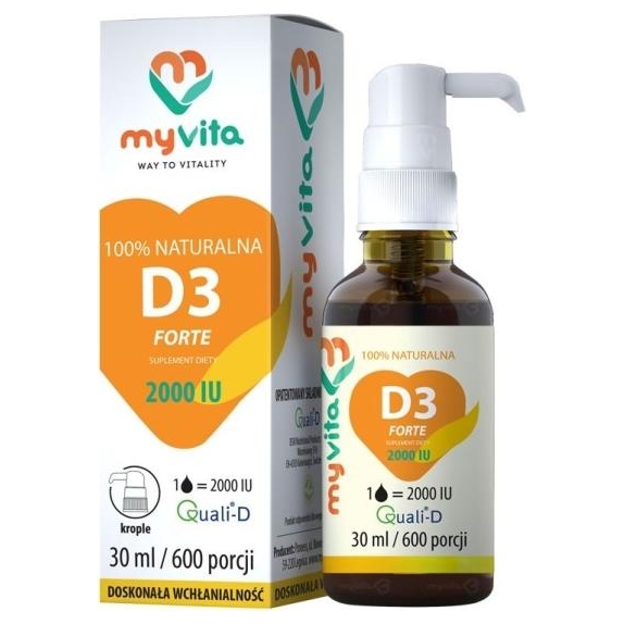 MyVita Witamina D3 Forte 2000 IU w kroplach 30ml PROOMOCJA! OSTATNIE SZTUKI cena 24,90zł
