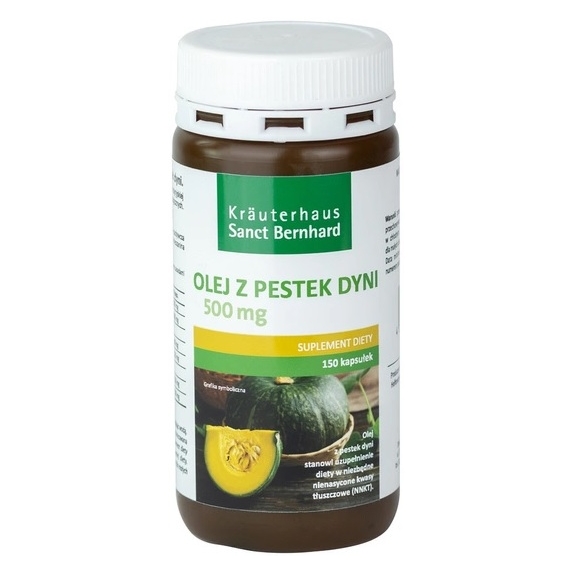 Sanct Bernhard Olej z pestek dyni 500mg 150kapsułek PROMOCJA! cena 29,90zł