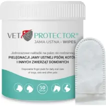 VET PROTECTOR Jama ustna Wipes nakładki na palec do higieny jamy ustnej 50sztuk cena €6,57