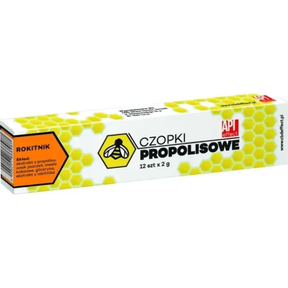 Czopki propolisowe z rokitnikiem 12 sztuk x 2g API Effect cena 14,01$