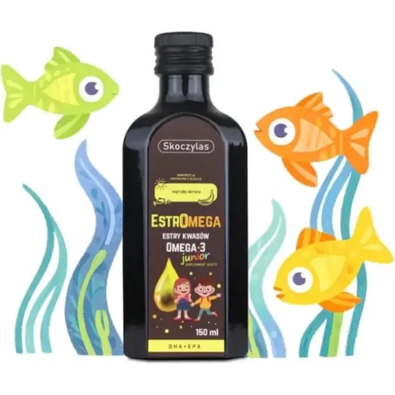 Skoczylas Estromega Rybie kwasy Omega-3 Junior 150ml cena 68,00zł