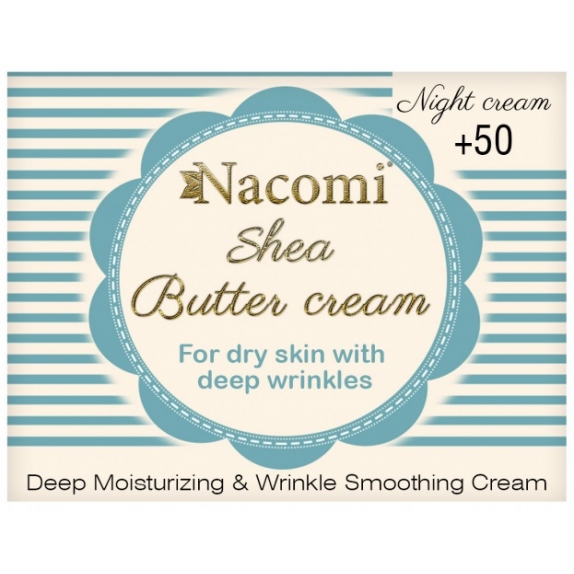 Nacomi krem shea na noc 50+ z biopeptydem 50 ml + próbka w kształcie serca GRATIS cena 29,95zł