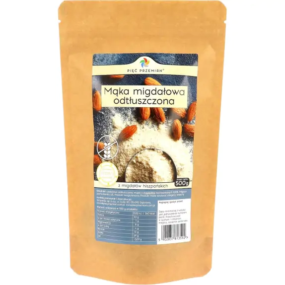 Mąka migdałowa odtłuszczona bezglutenowa 500g Pięć Przemian cena 33,95zł