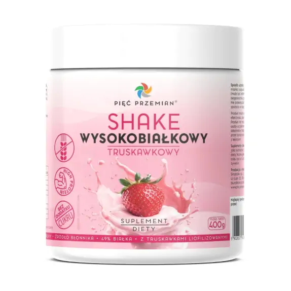 Shake wysokobiałkowy truskawkowy 400g Pięć Przemian cena 58,65zł