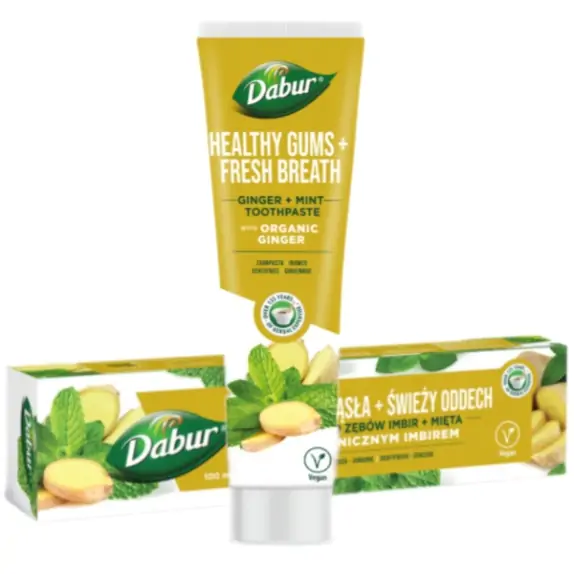Pasta do zębów świeży oddech z imbirem i miętą bez fluoru 100 ml Dabur cena 5,74$