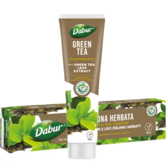 Pasta do zębów z ekstraktem z liści zielonej herbaty bez fluoru 100 ml Dabur cena 21,25zł