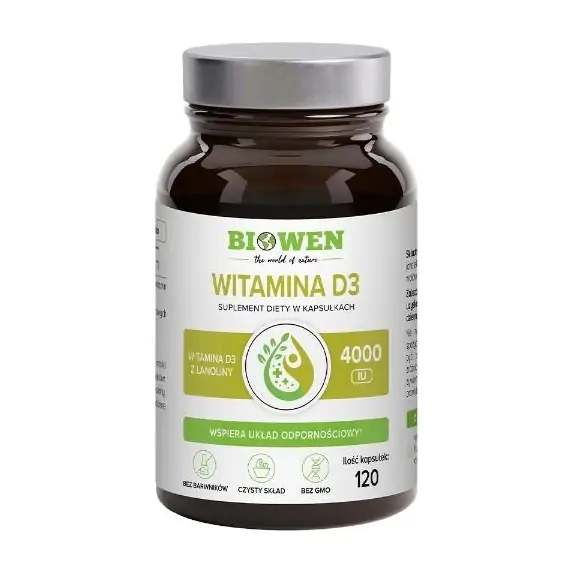 Biowen Witamina D3 4000 z lanoliny 120 kapsułek cena 42,99zł