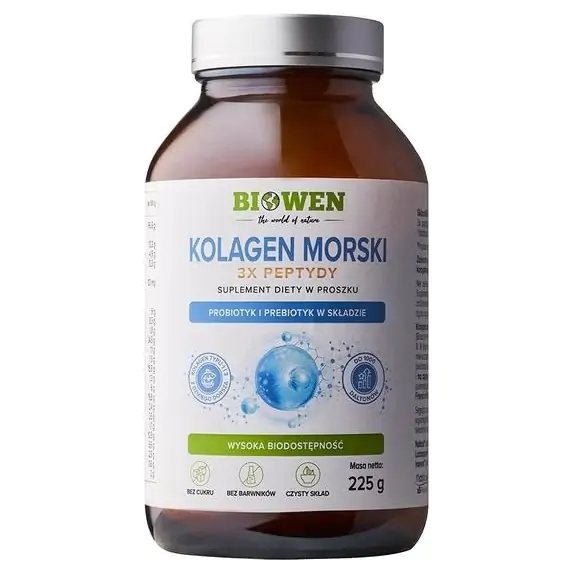 Biowen Kolagen morski typu I i III z dzikiego dorsza w proszku 225 g cena 129,99zł