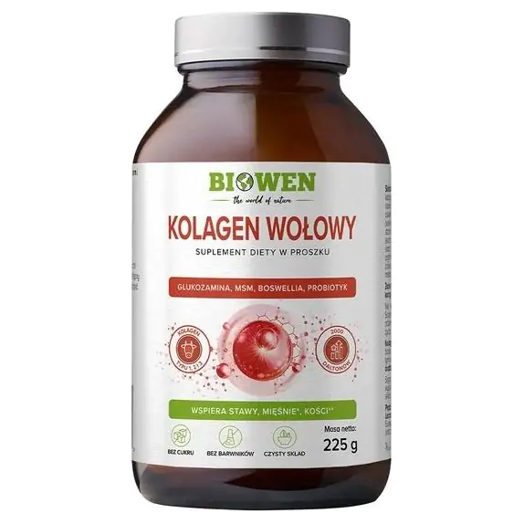 Biowen Kolagen wołowy typu I, II, III w proszku 225 g cena 99,99zł