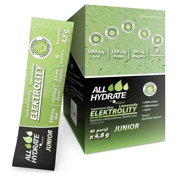 Aliness ALLHydrate Elektrolity STICK Junior Lemonade 40 saszetek cena 17,52$