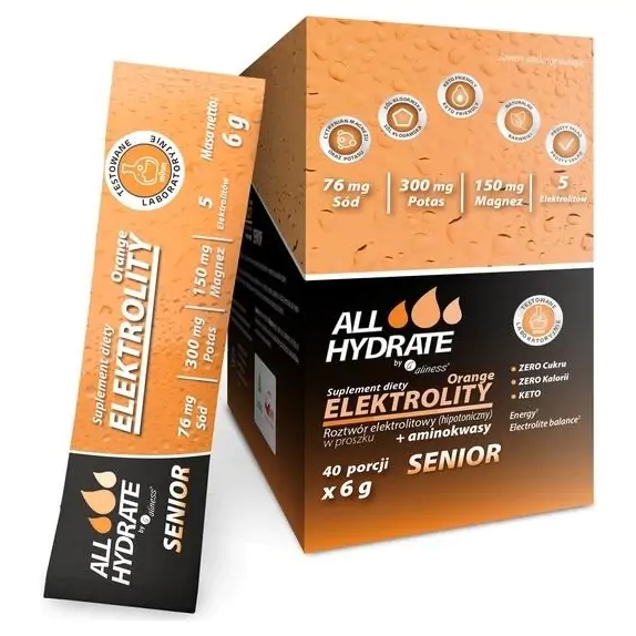 Aliness ALLHydrate Elektrolity STICK Senior Orange 40 saszetek cena 64,90zł