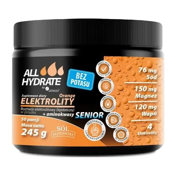 Aliness ALLHydrate Elektrolity Senior Orange bez potasu 245 g cena 59,90zł