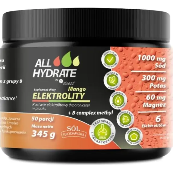 Aliness ALLHydrate Elektrolity Mango + B complex 345 g cena 59,90zł
