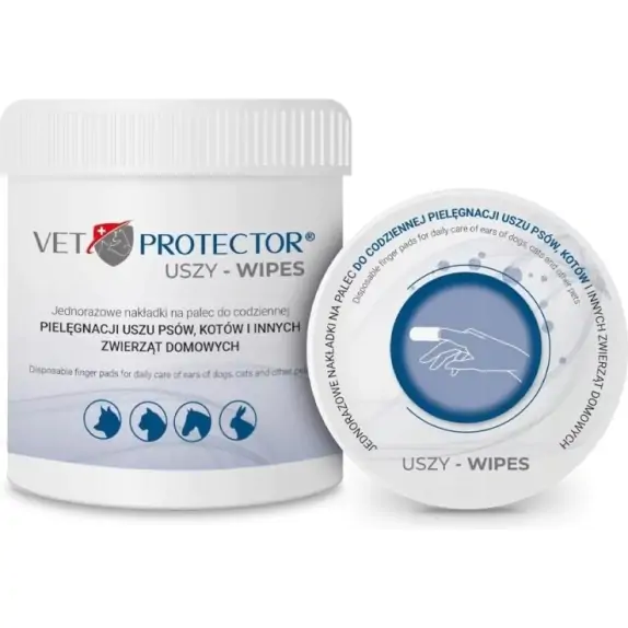 Vet Protector Wipes nakładki do czyszczenia uszu dla psa kota 50sztuk cena 34,90zł