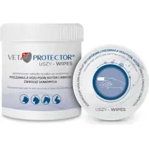 Vet Protector Wipes nakładki do czyszczenia uszu dla psa kota 50sztuk cena 34,90zł