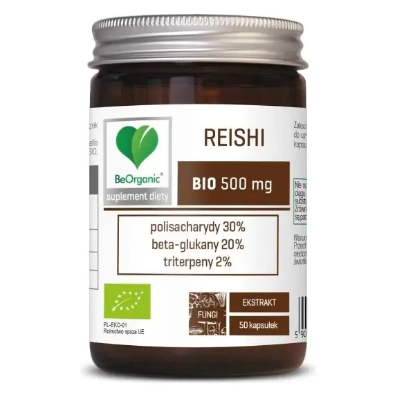 BeOrganic Reishi BIO 500 mg 50 kapsułek cena 49,99zł