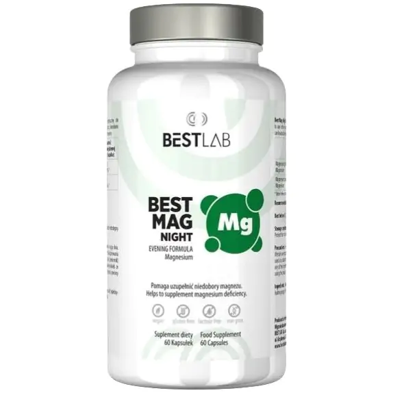 BestLab BestMag Night magnez na noc jabłczan magnezu 60 kapsułek cena 69,90zł