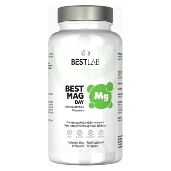 BestLab BestMag Day magnez na dzień jabłczan magnezu 60 kapsułek  cena 69,00zł