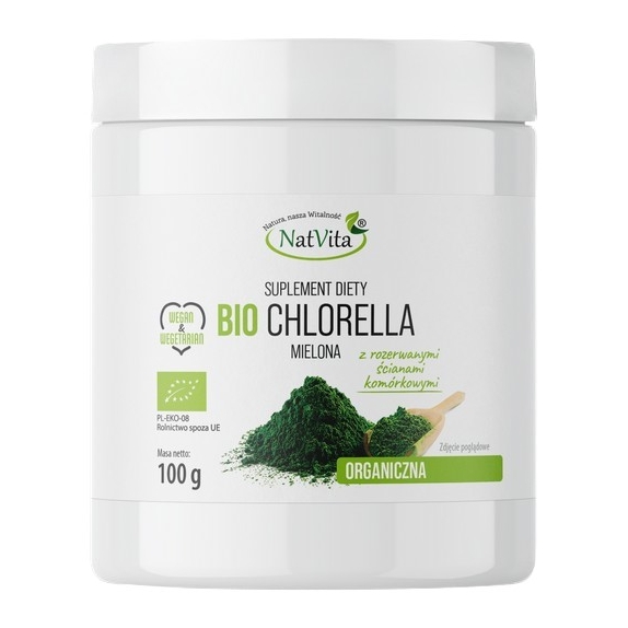 Natvita Chlorella mielona BIO 100g cena 25,50zł