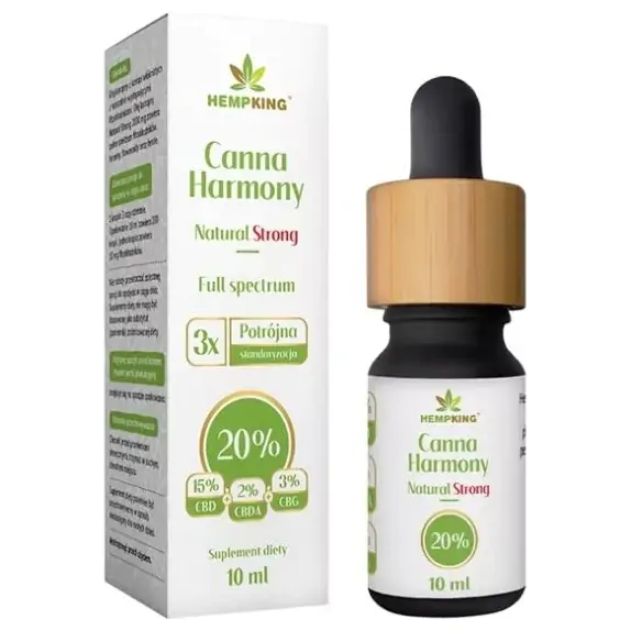 Hempking Olej CBD 20% Canna Harmony - 15% CBD + 2% CBDA + 3% CBG Natural Strong 2000 mg 10ml PROMOCJA cena 211,09zł