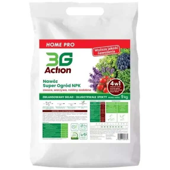 Nawóz do owoców, warzyw i roślin ozdobnych 4w1 Eco 9kg 3G Action cena 106,75zł