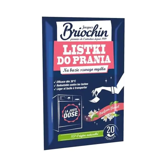 Listki do prania na bazie szarego mydła kwiatowe 20 sztuk Briochin cena 23,00zł