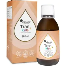 Aliness Tran (olej z dorsza) KIDS + Wit. A 400 µg, o smaku pomarańczowym 200 ml  cena 69,90zł