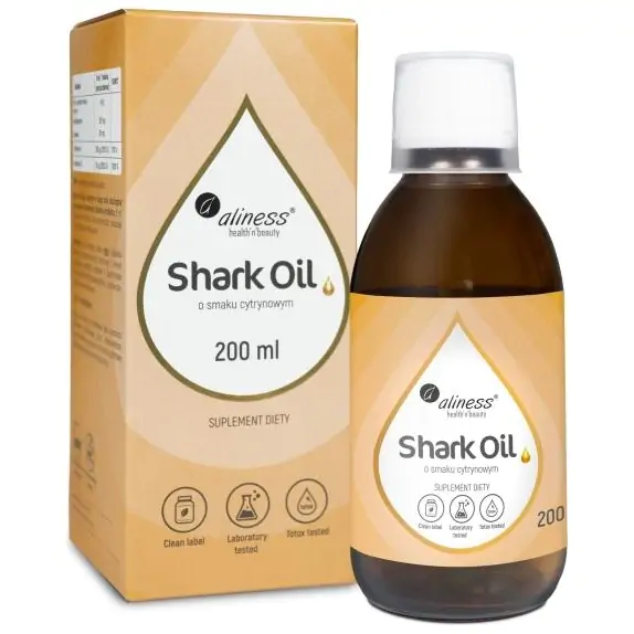 Aliness Shark Oil (olej z wątroby rekina) + Wit. A Wit. D3 o smaku cytrynowym 200 ml cena 69,90zł
