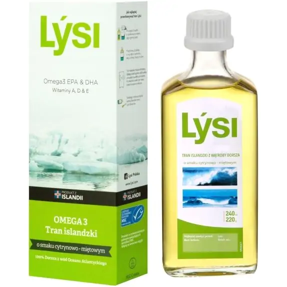 Lysi tran islandzki  o smaku cytryna-mięta 240 ml cena 55,85zł