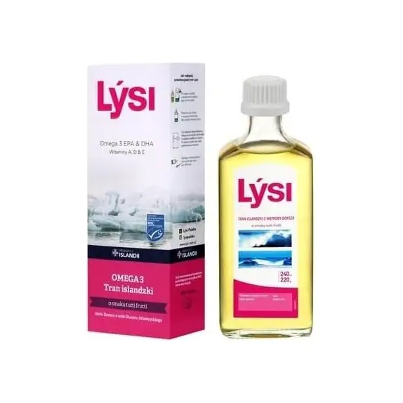 Lysi Tran islandzki Omega 3 EPA & DHA + Witaminy A, D, E smak Tutti fruttii 240 ml cena 16,33$